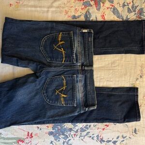 Diesel Women's Straight Leg Jeans - Dark Blue with Gold Stitching